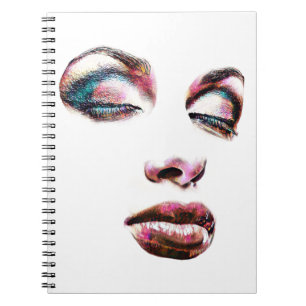 Pop Art Womans konfrontiert Makeup Schönheit Abstr Notizblock