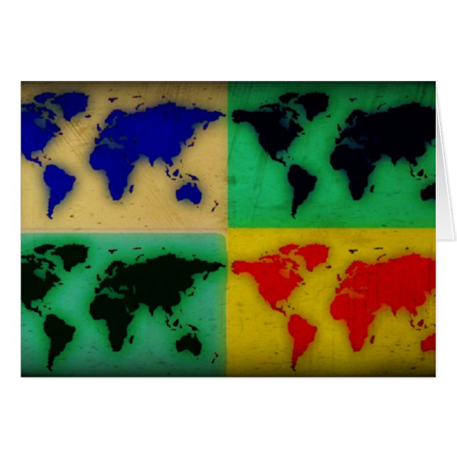 Pop Art World Map (Vorderseite (Horizontal))