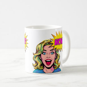 Pop Art Wow Mädchen Cyan Magenta Gelb Fügen Sie Ih Kaffeetasse