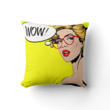 Pop Art WOW Throw pillow