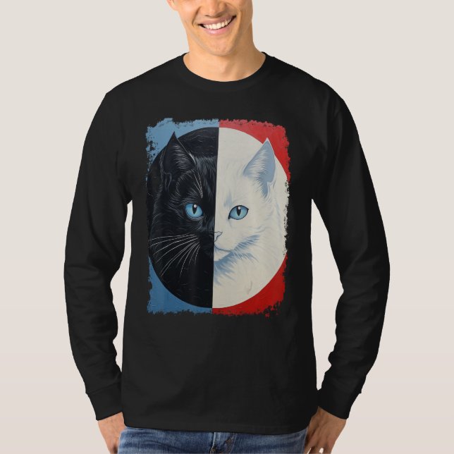 Pop Art Yin Yang Cat T-Shirt (Vorderseite)