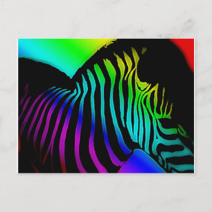 Pop Art Zebra in Neonenregenbogenfarben Postkarte