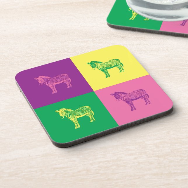 Pop Art Zebra Untersetzer (Linke Seite)