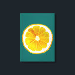 Pop Art Zitronengelb Leinwanddruck<br><div class="desc">Eine niedliche und farbenfrohe,  lebendige Scheibe aus einem Originalgemälde der Künstlerin Sacha Grossel. Dieses große Zitrusfrüchte im Pop-Stil ist gelb und sehr hell und farbenfroh,  vor einem aquamarinen,  blauen Hintergrund. Quirkisch und originell.</div>