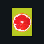Pop Art Zitrusfrüchte Leinwanddruck<br><div class="desc">Eine niedliche und farbenfrohe rosa Grapefruitscheibe aus einem Originalgemälde des Künstlers Sacha Grossel. Dieses große Zitrusfrüchte im Stil eines Pops ist rosa und sehr hell und farbenfroh,  vor einem individuell gestaltbaren,  limig grünen Hintergrund. Quirkisch und originell.</div>
