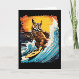 Pop Art Zoo Vintage Vogel Gehörnter Uhu Surfen Karte
