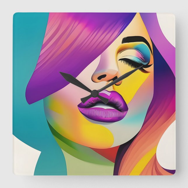 Pop Artikel 1 Quadratische Wanduhr (Vorderseite)