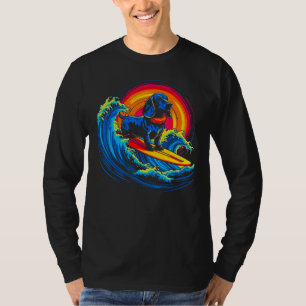 Pop-Artist Dachshund-Hund Surft T-Shirt