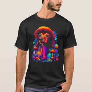 Pop Artist Dackel Hund Psychedelische Pilze T-Shirt