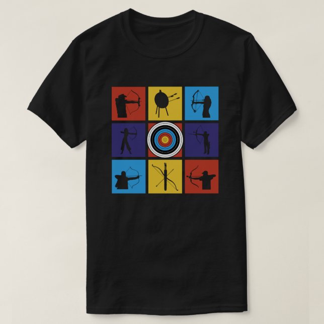Pop Artistic Archery Sports and Player Silhouette T-Shirt (Design vorne)