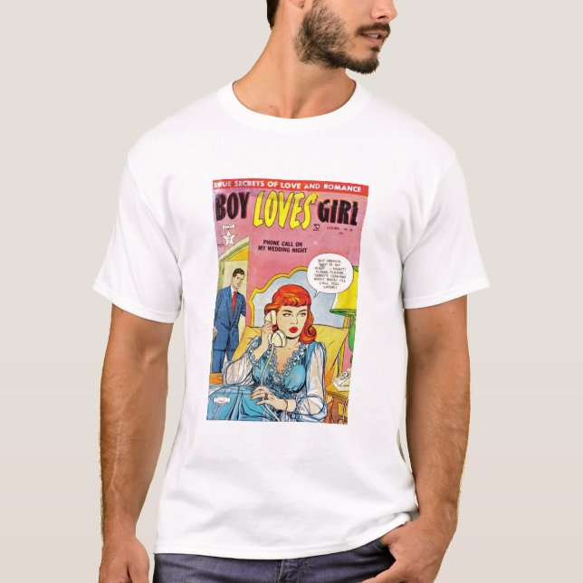 Pop Arts - Romance - Junge Lieben Mädchen - Anruf T-Shirt (Vorderseite)