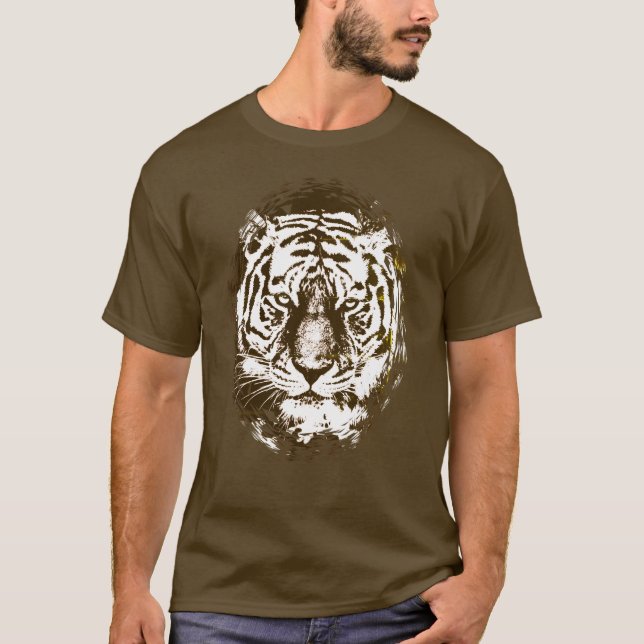 Pop Artwork Tiger Head Elegante Moderne Vorlage T-Shirt (Vorderseite)
