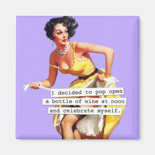 Pop Auf Noon eine Flasche Wein öffnen Magnet