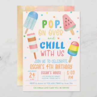 Pop auf Over and Chill Ice Creme Kindergeburtstag Einladung