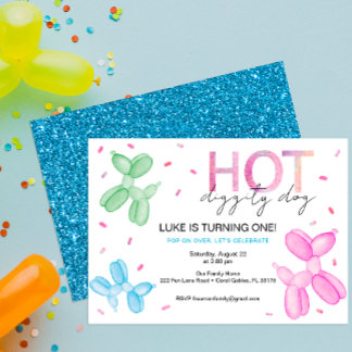 Pop auf über dem hellen Ballon Einladung zum Gebur