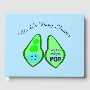 Pop Baby Boy Blue Pea Baby Dusche nach Maß Gästebuch