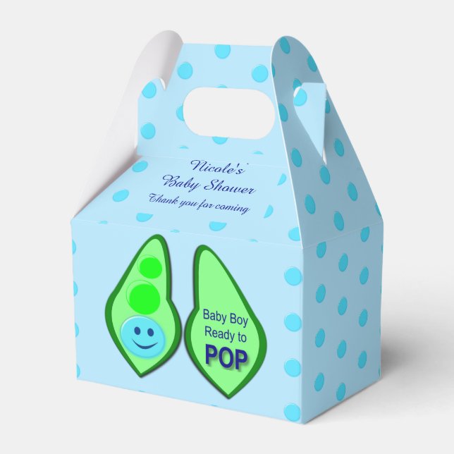 Pop Baby Boy Blue Pea Baby Dusche nach Maß Geschenkschachtel (Vorderseite)