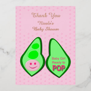 Pop Baby Girl Pink Pea Babydusche nach Maß Folien Feiertagspostkarte