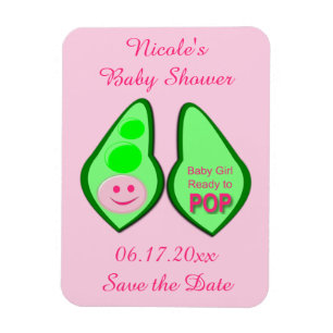 Pop Baby Girl Pink Pea Babydusche nach Maß Magnet