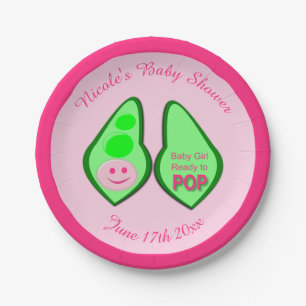 Pop Baby Girl Pink Pea Babydusche nach Maß Pappteller