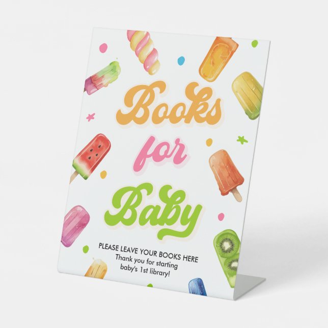 Pop Baby Shower Bücher für Baby Sockelschild (Vorderseite)