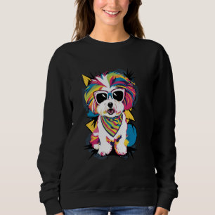 Pop Bichon Frise Dog Lover Portrait Sweatshirt
