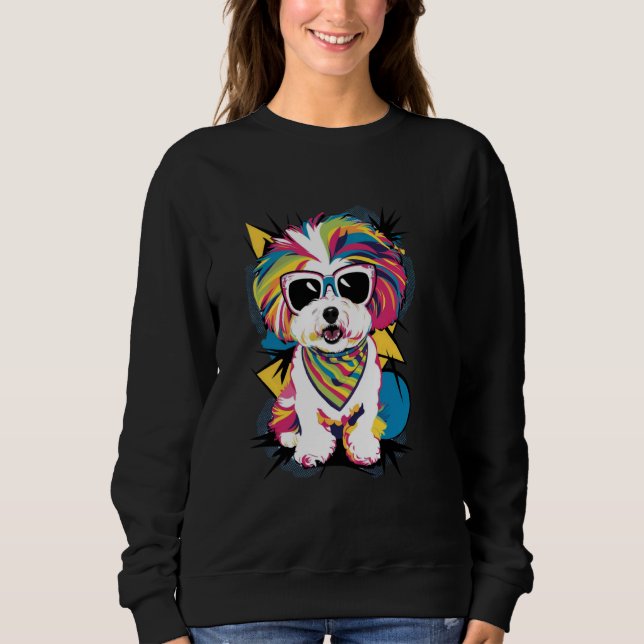 Pop Bichon Frise Dog Lover Portrait Sweatshirt (Vorderseite)