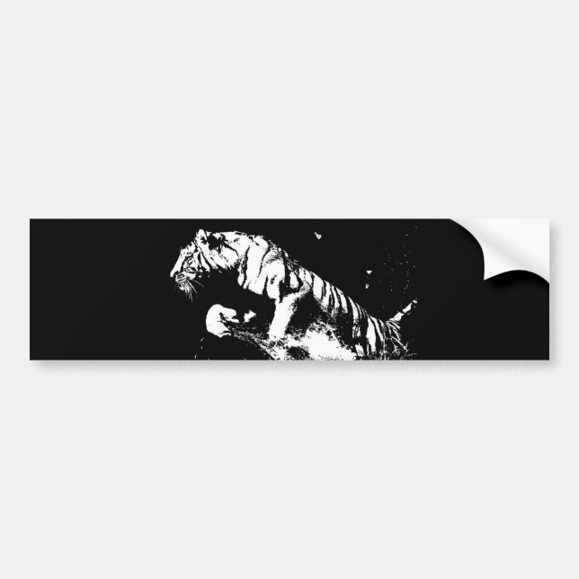 Pop Black and White Tiger Autoaufkleber (Vorne)