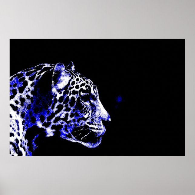 Pop Black & Blue Jaguar Poster (Vorne)