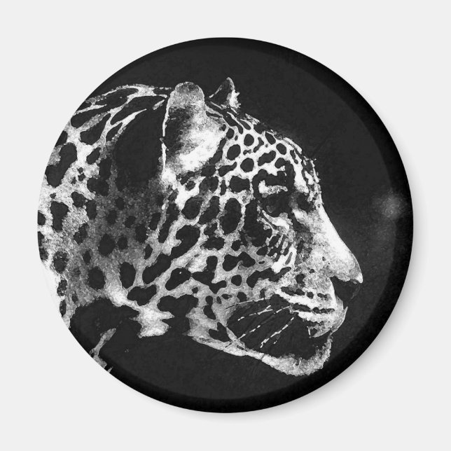 Pop Black & White Jaguar Magnet (Vorne)