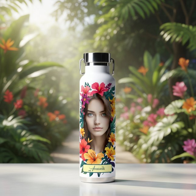 Pop Bloom Muster zwei Gesichter Trinkflasche (Von Creator hochgeladen)