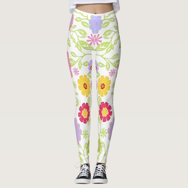 Pop Blumenmuster Leggings (Vorderseite)