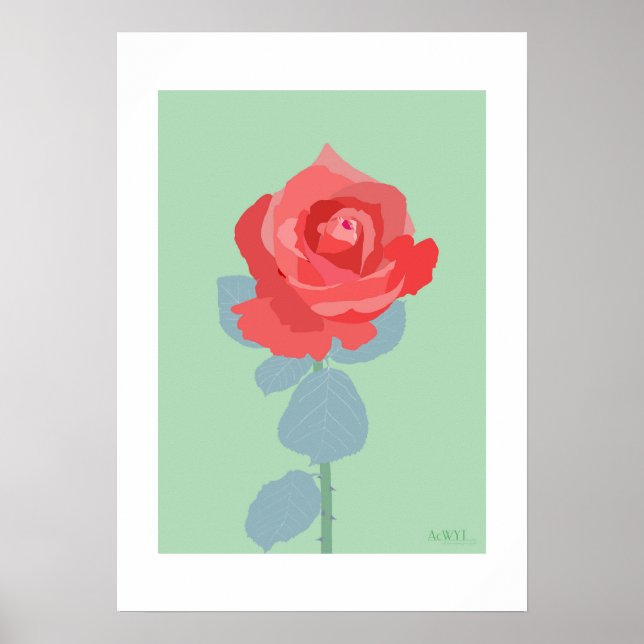 POP Botanical Art - Red Rose Poster (Vorne)