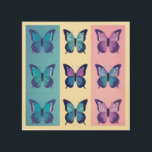 Pop Butterfly Art Holzdruck<br><div class="desc">Fügen Sie Ihrem Zuhause-Dekor eine Touch von Launen hinzu, mit diesem Butterfly Pop Art Design. Dieses farbenfrohe und spielerische Design besticht durch eine Gruppe von Schmetterlingen in verschiedenen Blautönen, lila und pink. Dieses Design ist perfekt für jeden Raum in Ihrer Zuhause und bringt Ihnen ein Lächeln ins Gesicht.</div>