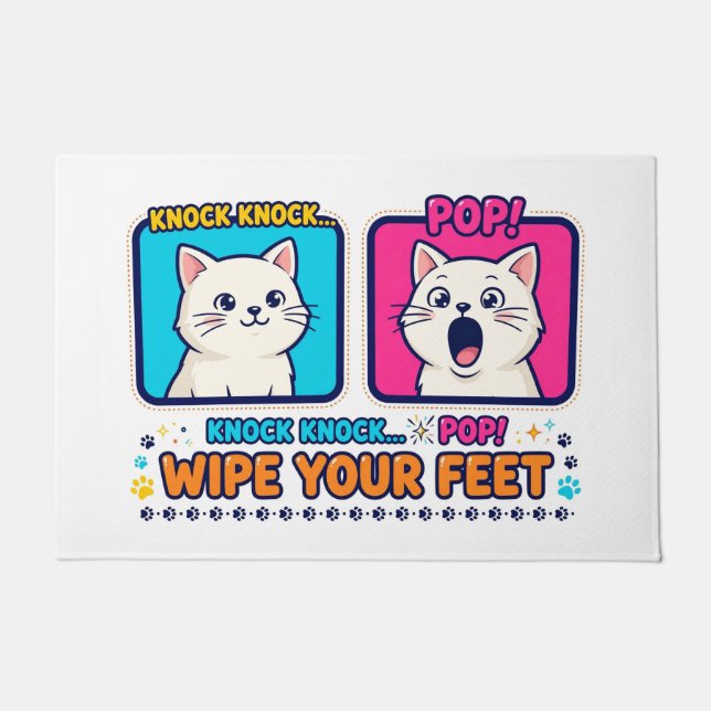 Pop Cat Knock Knock Funny Doormat Fußmatte (Vorderseite)