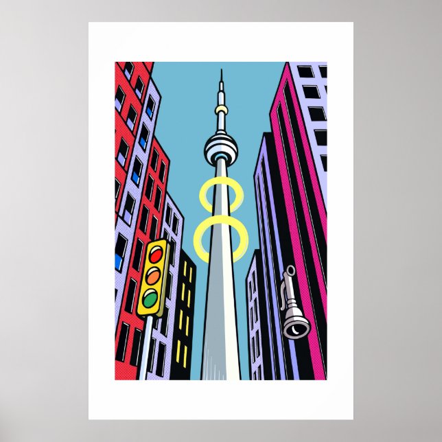 Pop City Skyline – Urbaner Turm Poster (Vorne)