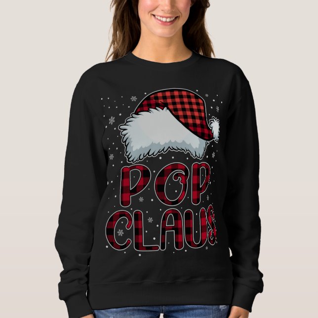 Pop Claus Merry Christmas Buffalo Kariert Red Sant Sweatshirt (Vorderseite)