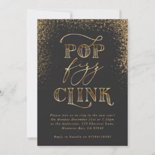 Pop Clink fizz Goldene Feier Einladung