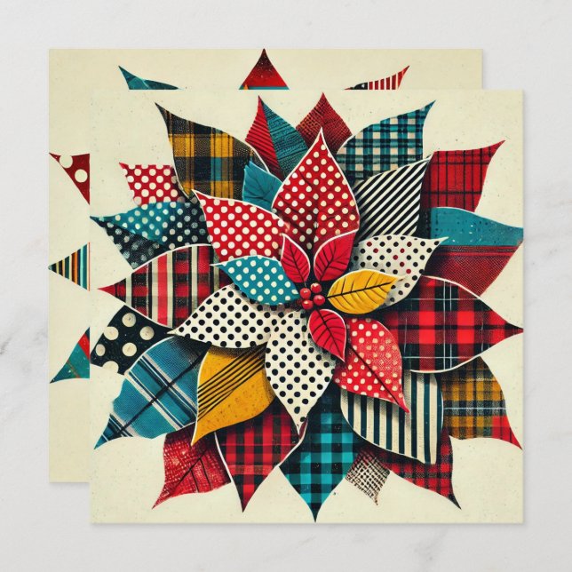 Pop Collage Art Poinsettia Scrapbook Einladung (Vorne/Hinten)