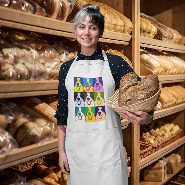 Pop Colorado Lange Schürze (Colorful Retro Border Collie Pop Art Long Apron)