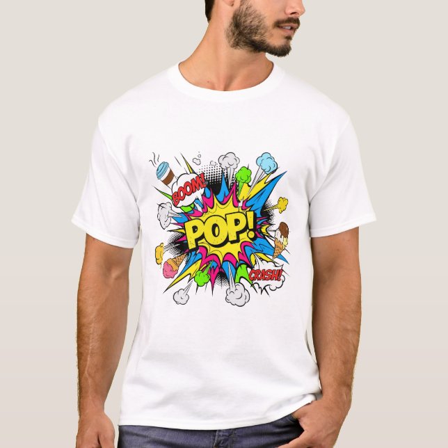 Pop Crash Ice Creams T-Shirt – Fun Summer Dessert  (Vorderseite)