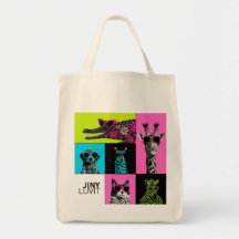 Pop Crew Buntes Tier-Mosaik-Shopping-Tasche