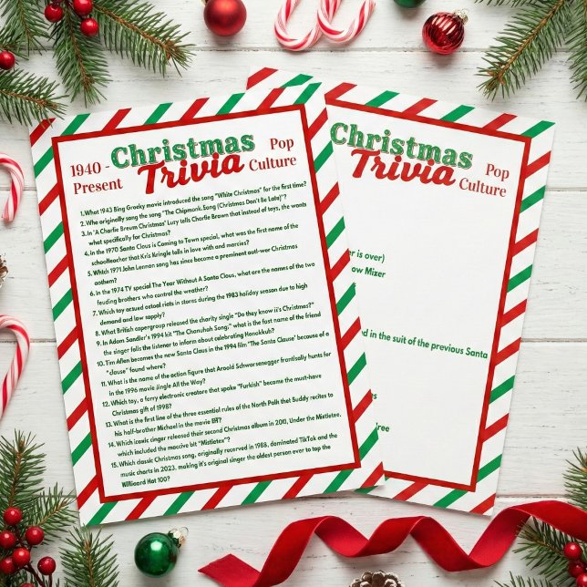 Pop Culture Christmas Trivia Game Sheet Flyer (Pop Culture Christmas Trivia Game Sheet)