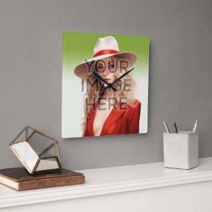 Pop Culture Signable Add Foto Personalisiert Custo Quadratische Wanduhr