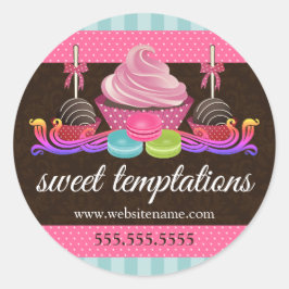 Pop Cupcake Macaron Bäckerei Box Siegel Runder Aufkleber