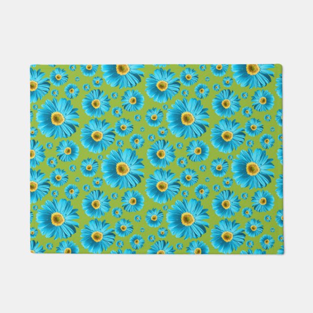 Pop Daisy Aqua Blau Fußmatte (Vorderseite)
