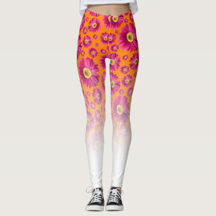 Pop Daisy Fuchsia Rosa Farbe Weiß Leggings