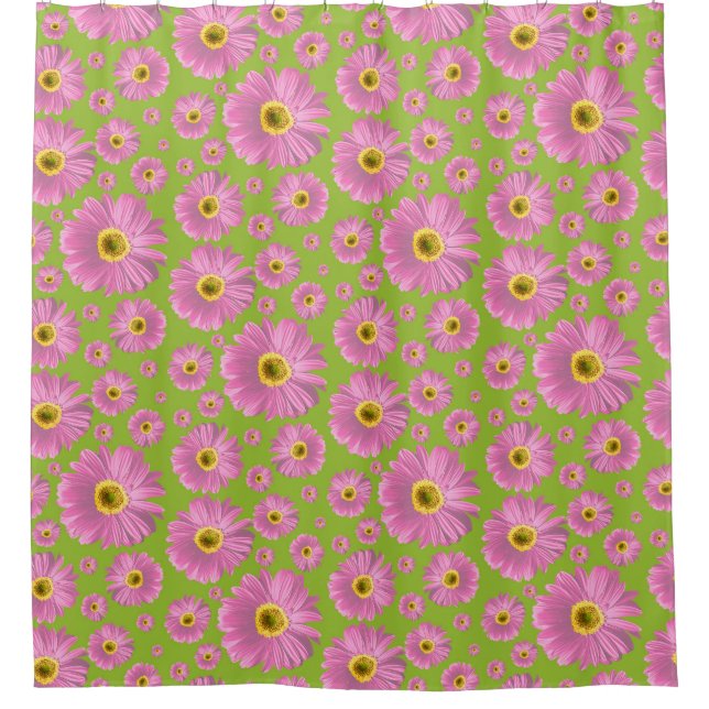 Pop Daisy Pink Duschvorhang (Vorderseite)