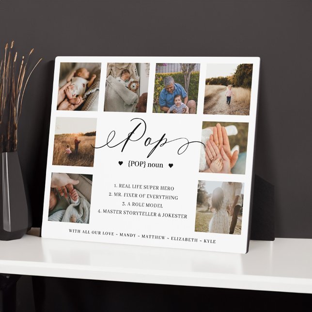 Pop Definition Skript-FotoCollage Keepake Fotoplatte (Pop Definition Script Photo Collage Keepsake Plaque)