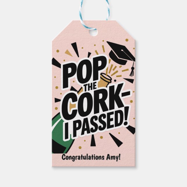 Pop der Abschluss-Geschenkmarke "Cork I Passend" Geschenkanhänger (Vorderseite)